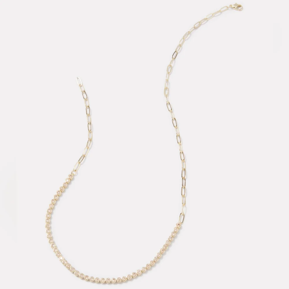 EVEREVE NWT 14K Gold Plated Brass Rhinestone Sparkle Necklace